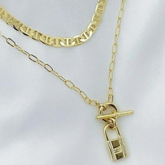 NEW Paperclip Lock Toggle Chain Necklace - Picture 7 of 8